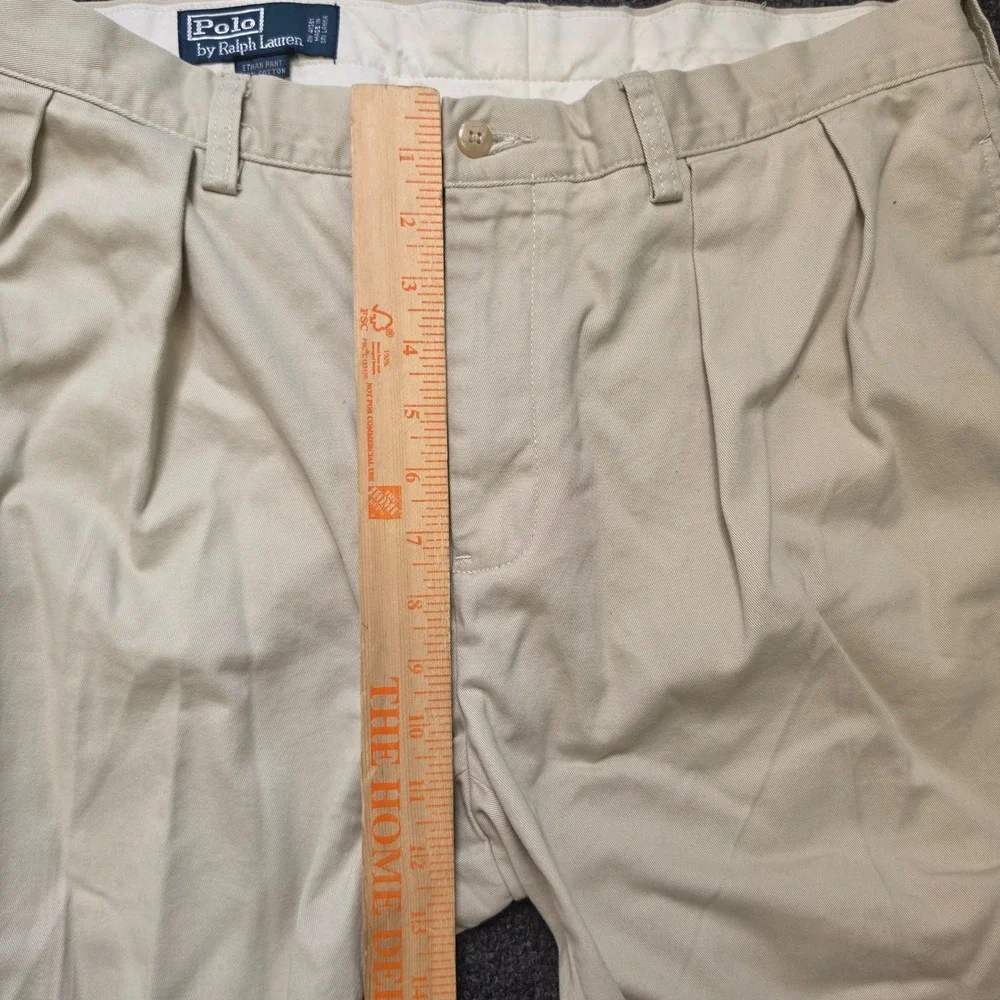 Polo Ralph Lauren Ethan Pants Khaki Tan Mens 34x29 Pleated‎ Front Cotton Chinos